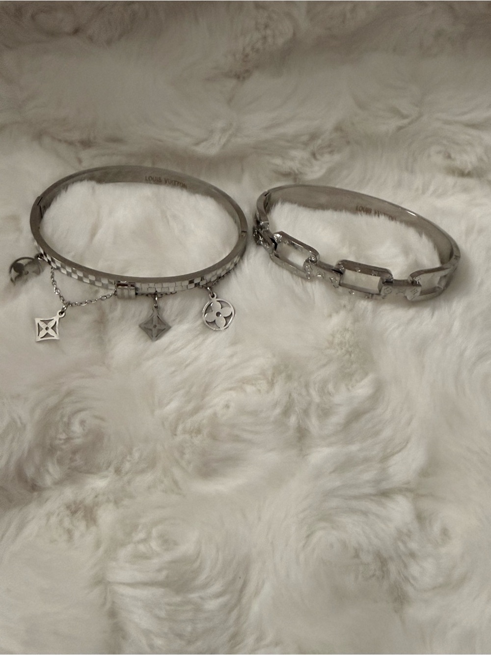 Silver Charm and Link Bangle Fashion Bracelets